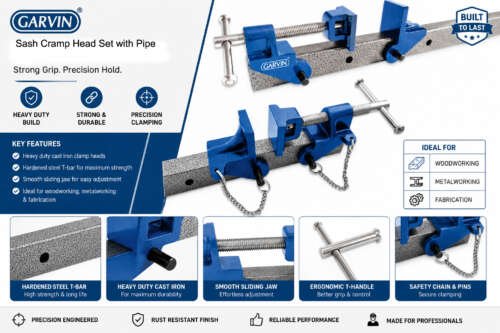 Sash Cramp Head Set with Pipe - 3ft